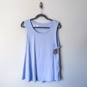 J. Jill Periwinkle Pale Blue Pima Back-Pleat Sleeveless Tank Top
